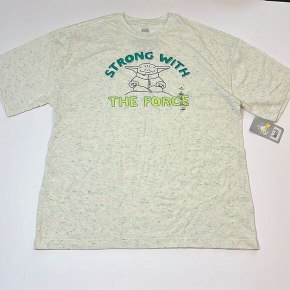 Star Wars Cream Green Baby Yoda Strong with the Force Graphic Tee Size S M L XXL - Picture 9 of 15
